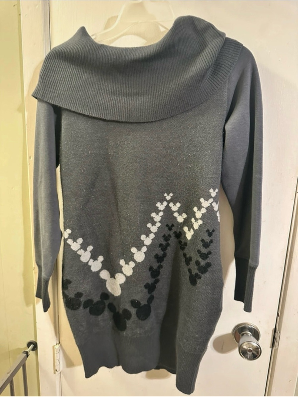 Disney Grey Cowl Neck Sweater Dress with Heart Motif